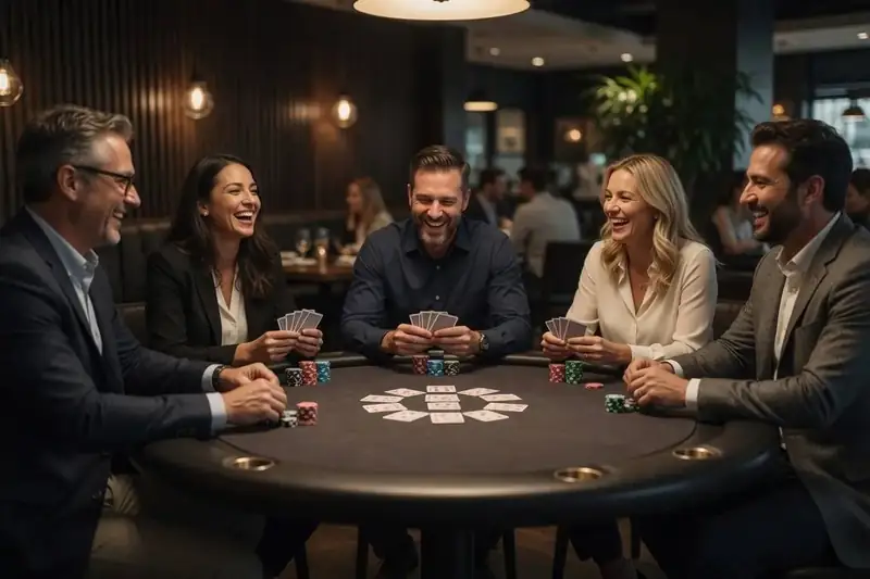 Poker table close up