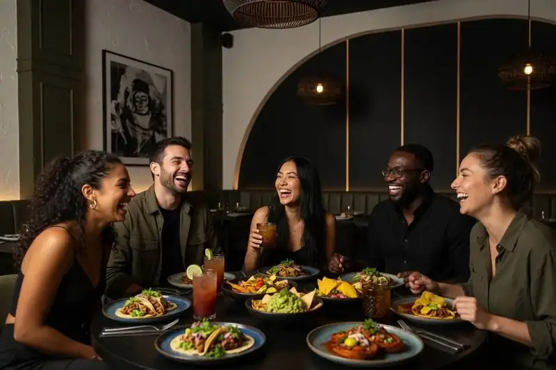Vibrant late-night restaurant scene